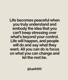 a quote that reads life becomes peaceful when you truly understand and enjoy the idea that you can