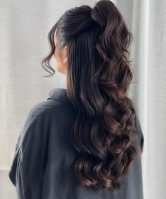 Simple Prom Hair, Quince Hairstyles, Long Hair Wedding Styles, Prom Hairstyles For Long Hair, Hairdo For Long Hair, High Ponytails, Long Wavy Hair, Wedding Hairstyles For Long Hair, Half Up Hair