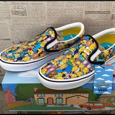 Brand New! Simpsons Slip On Comfy Cush Vans.. Size 7.0 Men’s And 8.5 Women’s Vans Old School Platform, Fun Yellow Sneakers For Streetwear, Fun Yellow Slip-on Sneakers, Vans Spongebob, Vans Shoes Old Skool, Vans Cushioned Slip-on Sneakers, Vans Cushioned Slip-ons For Streetwear, Black Slip On Vans, Vans Yellow Slip-on Sneakers