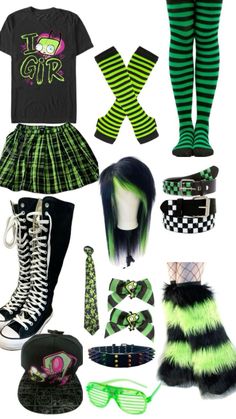 Neon Punk Clothes, Scene Goth Aesthetic, Gir Halloween Costume, Scene Concert Outfit, Scene Outfits Drawing, Grunge Scene Outfits, Colorful 2000s Outfits, Silly Outfit Ideas, Scene Inspo Outfit