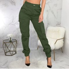 Sturdy But Breathable, Quick Dry, Lightweight, Move Freely, Comfy, Relax Fit, High Waisted Cargo Camo Pants, Zipper Fly, Metal Button Closure, Two Pockets, Straight Legs. Spandex & Polyester Green Non-stretch Cargo Pants, Green Fitted Casual Parachute Pants, Green Non-stretch Cotton Cargo Pants, Non-stretch Green Cargo Pants, Non-stretch Full Length Green Cargo Pants, Green Stretch Cargo Pants For Fall, Fitted Green Cargo Pants With Elastic Waistband, Womens Camo Pants, Cargo Camo Pants