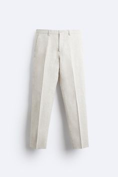 SUIT PANTS IN 100% LINEN - Light beige | ZARA United States Lounge Suit, Zara Suits, Linen Men, Straight Fit Pants, Suit Trousers, Linen Suit, Suit Pants, Straight Leg Trousers, Fit Pants