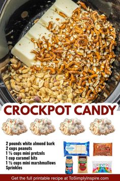 crockpot candy recipe with instructions for how to make it in the slow cooker