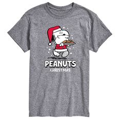 Peanuts - Snoopy Santa Christmas - Men's Short Sleeve Graphic T-Shirt Snoopy Cookies, Santa Snoopy, Peanuts Christmas Tree, Christmas Snoopy, Peanuts Christmas, Dance Shorts, Snoopy Christmas, Christmas Men, Mens Big And Tall