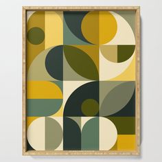 an abstract painting with circles and rectangles