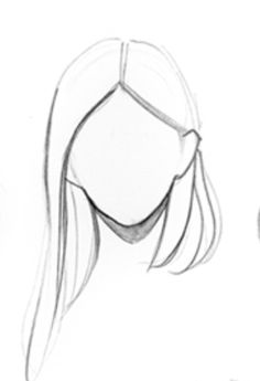 a drawing of a woman's head with long, straight hair and ponytails