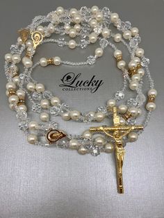 a rosary with a cross on it