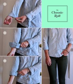 Shirt Folding Trick, Fold Dress, How To Roll, Roll Sleeves, Shirt Folding, Dresses By Pattern, Dress Sleeves, How To Fold Sleeves, Tied Shirt