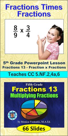 two posters with fractions and fraction numbers on the same page, one has an image of