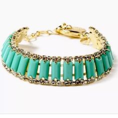 Turquoise, Gold & Crystal Bracelet. Adjustable Length. Amrita Singh, Crystal Bracelets, Womens Jewelry Bracelets, Women Jewelry, Turquoise, Crystals, Women Shopping, Gold, Color