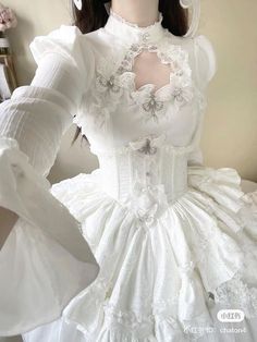 Angel Fashion Aesthetic, White Angel Outfit, Angelic Aesthetic Outfit, Doll Aesthetic Outfits, Angelic Outfits, Peony Aesthetic, Street Outfits, Angel Outfit, Old Fashion Dresses