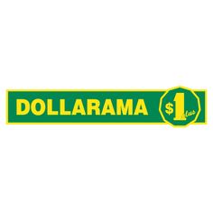 a green and yellow street sign with the word dollarama written in white on it