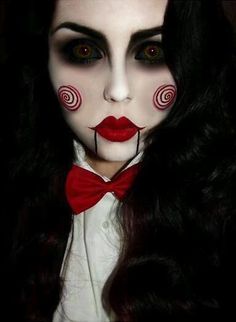 Jigsaw Makeup, Halloween Female, Halloween Maquillaje, Halloween Customs, Halloween Makeup Diy