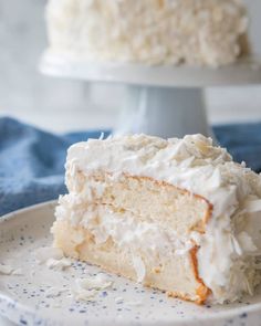 a slice of coconut cake on a plate