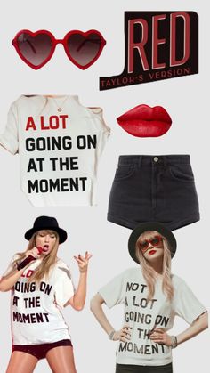 the collage shows different types of clothing and accessories, including t - shirts with slogans on them