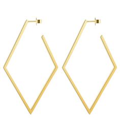 NEVA EARRING - Katie Rae Collection Modern Stainless Steel Earrings For Gift, Modern Stainless Steel Earrings, Modern Diamond-shaped Everyday Jewelry, Modern Geometric Gold Jewelry, Modern Everyday Diamond-shaped Jewelry, Modern Stainless Steel Hoop Earrings For Pierced Ears, Minimalist Geometric Jewelry, Modern Hypoallergenic Linear Earrings, Modern Geometric Earrings