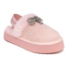 You're little one is sure to love the comfort provided by these Ohbubby girls' faux-fur scuff slippers from Juicy Couture Kids.Click this FOOTWEAR GUIDE to find the perfect fit and more!You're little one is sure to love the comfort provided by these Ohbubby girls' faux-fur scuff slippers from Juicy Couture Kids. Click this FOOTWEAR GUIDE to find the perfect fit and more!FEATURES Elastic strap assures a secure fit Faux-fur cuff with cute bow detail Bedazzled accentsDETAILS Suede upper Faux fur li Bedazzled Stuff, Kids Couture, Flat Slipper, Color Blush, Cute Bow, Kids Sandals, Cute Bows, Bow Detail, Juicy Couture