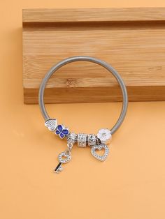 Bangle Bracelets With Charms, Pandora Charms, Heart Charm, Bangle Bracelets