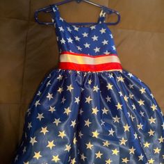 Size 4t. Never Worn. Brand New. No Tags. Patriotic Blue Dresses For 4th Of July, Blue Patriotic Spring Dress, Patriotic Blue Sleeveless Dress, 4th Of July Dresses, Size 4t, Toddler Dress, Red White Blue, Kids' Dresses, White Blue