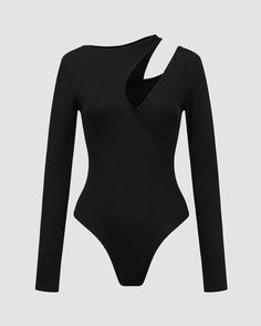 Details: Long-sleeve bodysuit with asymmetrical shoulder cut-out designTop Length: LongSleeve Length: Long SleevesMaterials:95% Cotton + 5% Spandex Cutout Long Sleeve Stretch Bodysuit, Stretch Long Sleeve Cutout Bodysuit, Stretch Cutout Long Sleeve Bodysuit, Asymmetrical Black Stretch Bodysuit, Fitted Bodysuit With Asymmetrical Neckline For Night Out, Fitted Solid Color Bodysuit With Cutout, Asymmetrical Stretch Bodysuit For Night Out, Black Fitted Bodysuit With Asymmetrical Neckline, Asymmetrical Stretch Solid Color Bodysuit