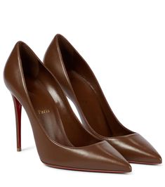 Christian Louboutin - Kate 100 leather pumps | Mytheresa Louboutin Kate 100, Christian Louboutin Kate 100, Louboutin Online, Louboutin Kate, Christian Louboutin Kate, Dr Shoes, So Kate, Caramel Brown, Brown Heels