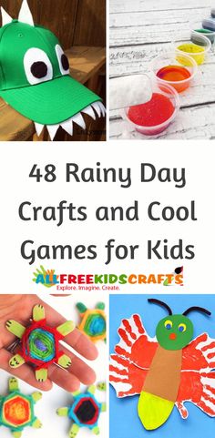 four different crafts and activities for kids to make