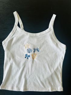 Nautical Marine Beach Embroidery Tank Summer Tank Top Sea Beach Top Girly Y2K Trendy Top Summer Girly Tank - Etsy Cotton Camisole Tank Top For Beach Season, Cotton Camisole Top For Beach Season, Beach Season Cotton Camisole Top, Cotton Tank Top For Beach Season, Blue Tank Top For Beach Season, Cute Blue Tank Top For Beach, Cute Cotton Tank Top For Vacation, Cute Tank Top For Beach, White Beachy Tank Top