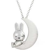 Miffy in the Moon Necklace Sterling Silver Moon Necklace Silver, Moon Pendant Necklace, Crescent Moon Necklace, Moon Jewelry, Silver Moon, Moon Pendant, Moon Necklace, Pretty Jewellery, Sterling Silver Necklace