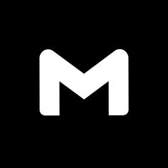 the letter m in white on a black background