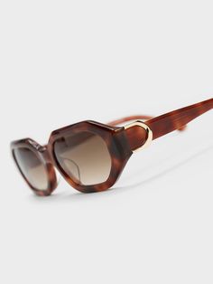 T.Shel Gabine Recycled Acetate Oval Sunglasses - CHARLES & KEITH US Charles Keith, Design Geometric, Oval Sunglasses, Sunglasses & Glasses, Uv Rays, Tortoise Shell, The Vintage, Right Now, Lenses