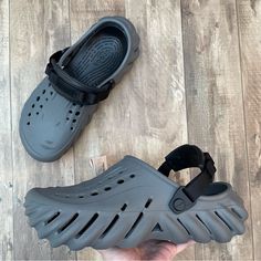 Brand New Crocs Echo Clog Grey/Black Men’s Size 8 / Women’s Size 10 Men’s Size 9 / Women’s Size 11 Men’s Size 10 / Women’s Size 12 Men’s Size 11 Men’s Size 12 Men’s Size 13 Gray Rubber Sole Slip-on Clogs, Gray Slip-on Clogs With Rubber Sole, Gray Round Toe Clogs For Outdoor, Gray Cushioned Outdoor Clogs, Gray Casual Clogs With Rubber Sole, Casual Gray Clogs With Rubber Sole, Crocs Echo Clog, Echo Clog, Crocs Echo