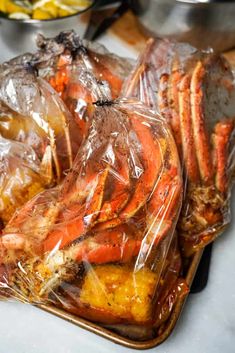 the seafood is wrapped in plastic and ready to be served on the grill or barbeque