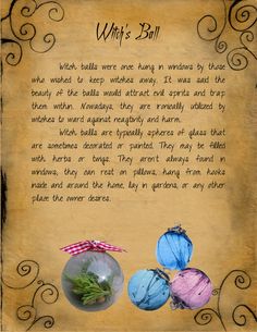 Witch Ball History by minimissmelissa on DeviantArt Wiccan Crafts, Which Witch, Wicca Witchcraft, Witch Spell