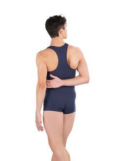 Sleeveless Racerback Biketard Featuring wide armholes, a deep scoop neckline, and racerback design, the Patrick biketard offers dancers a fresh, sporty look that will keep you cool and comfortable in the studio. Made with stretch cotton, the Patrick provides maximum breathability with the comfortable feel of natural fibers. Available in Noir, Marine, Sky, Niagara, and Beige in Adult sizes 36 - 44. Sleeveless Leotard With Lined Body For Swimming, Fitted Unitard For Dance In Summer, Fitted Bodysuit With Scoop Neck For Sports, Sleeveless Stretch Dancewear Tops, Fitted Scoop Neck Bodysuit For Sports, Fitted Dance Tops, Fitted Dancewear Tops For Dance, Racerback Leotard For Swimming, Fitted Racerback Leotard For Swimming