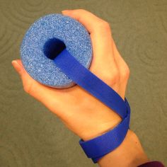 A modified resting hand position splint. Made out of a swimming noodle!  Repinned by  SOS Inc. Resources  http://pinterest.com/sostherapy. Adaptive Equipment, Physical Disabilities, Hand Therapy, Therapy Tools, Occupational Therapist