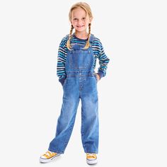 We made our FeelGood Denim to win over kids who have forever sworn off jeans. These overalls feature our signature just-right stretch, snaps at the hips for easy on-and-off, plus 5 (!) pockets for stashing rocks, stickers, and more “treasures.” Fabric: 74% cotton, 24% recycled polyester, 2% spandex; pre-washed to minimize shrinkage. Feel: Always soft and never stiff, with all-around stretch for ultra comfort. Learn more. Fit: Front buckle & shanks, plus snaps at the hips for easy on-and-off; fun Denim Blue Washed Overall Jeans, Medium Wash Relaxed Fit Bib Front Jeans, Relaxed Fit Bib Front Denim Jeans, Fall Denim Shortalls With Pockets, Fall Medium Wash Bib Front Denim Jumpsuit, Relaxed Fit Denim Jeans With Bib Front, Casual Bib Front Denim Blue Jeans, Casual Denim Shortalls For Fall, Casual Medium Wash Jeans With Bib Front