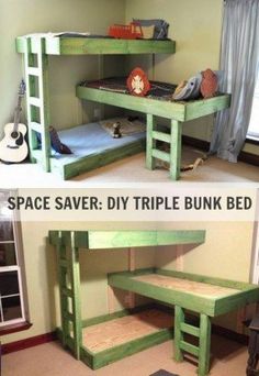 bunk beds made out of pallet wood are perfect for small children's rooms