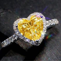 Yellow Heart Sparkle Ring Fits A Size 6-6.5 New In Package Fashion Jewelry Yellow Crystal Ring For Promise, Yellow Heart-shaped Jewelry For Valentine's Day, Yellow Heart Cut Jewelry For Anniversary, Heart Cut Yellow Jewelry For Anniversary, Yellow Heart-shaped Jewelry, Yellow Crystal Ring For Anniversary, Heart Shaped Yellow Jewelry For Wedding, Heart-shaped Yellow Jewelry For Weddings, Yellow Crystal Anniversary Ring