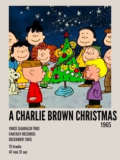 a charlie brown christmas poster with peanuts around the tree