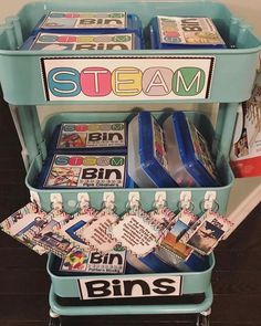 a shelf filled with lots of cards and magnets