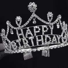 a tiara with the words happy birthday written on it