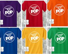 six t - shirts with the words football pop on them in different colors and sizes