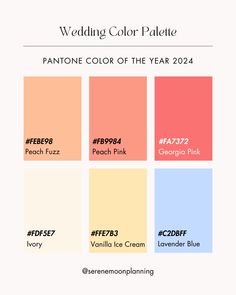 the wedding color palette for pantone