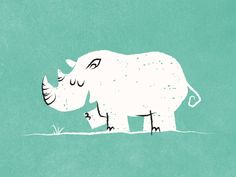 an illustration of a rhinoceros eating grass