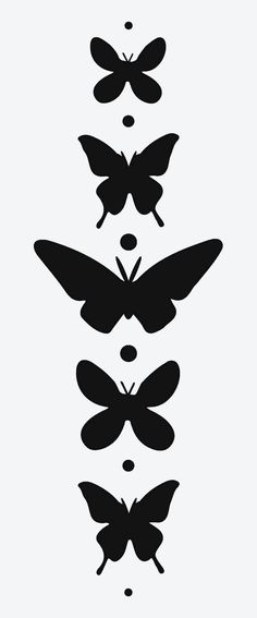 the silhouettes of butterflies are shown in black and white