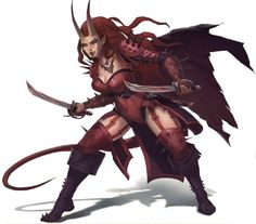 an image of a female warrior with two swords