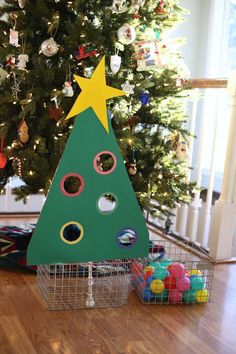 a christmas tree made out of construction paper