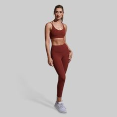 From first workout, these leggings will be a staple in your training wardrobe. Made from our activLUX fabric, these legging have just enough compression to hold you in, yet plenty of stretch to keep you moving with comfort while you’re getting after it. Compression Bra, High Quality Leggings, Red High, Rib Cage, Brick Red, Hold You, Wide Waistband, Outdoor Woman, Training Shoes