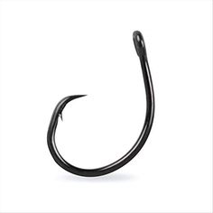 a black fishing hook on a white background