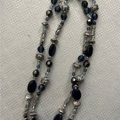 Silver Necklace With Silver & Blue Beads. Total Length Of Chain About 33”. Can Be Worn Long Or Doubled. Cookie Lee Jewelry, Blue Beads, Blue And Silver, Womens Jewelry Necklace, Silver Necklace, Jewelry Necklaces, Women Jewelry, Chain, Beads